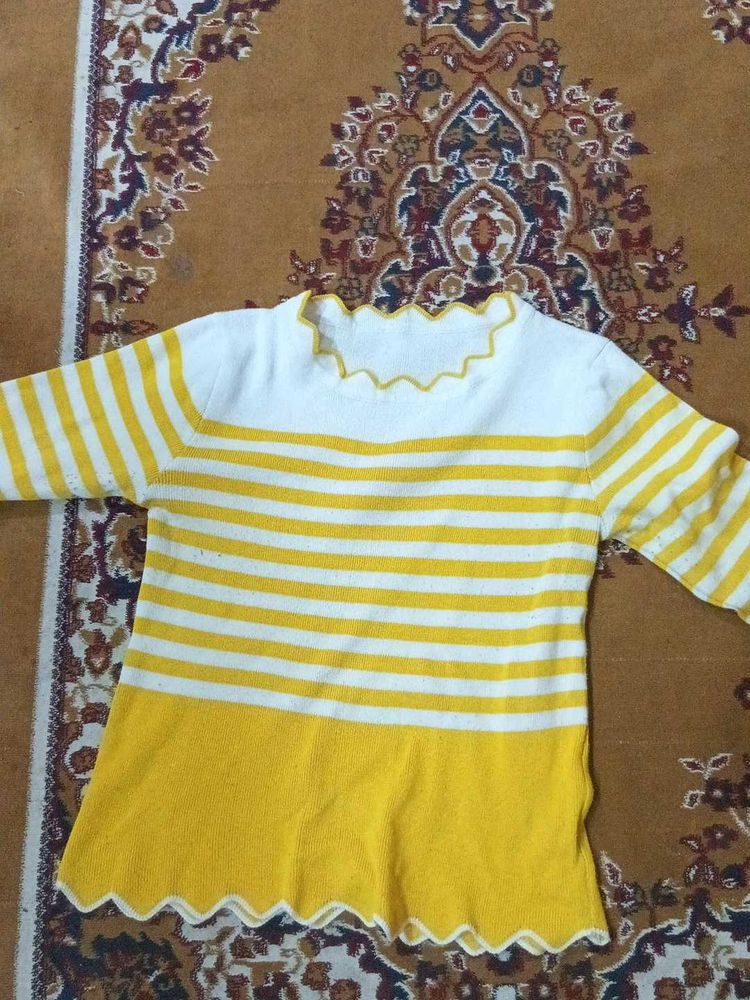 Striped Yellow &amp; White Top