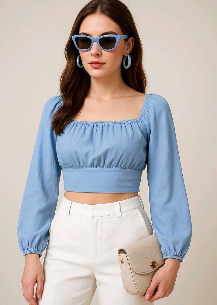 Chic Blue Crop Top