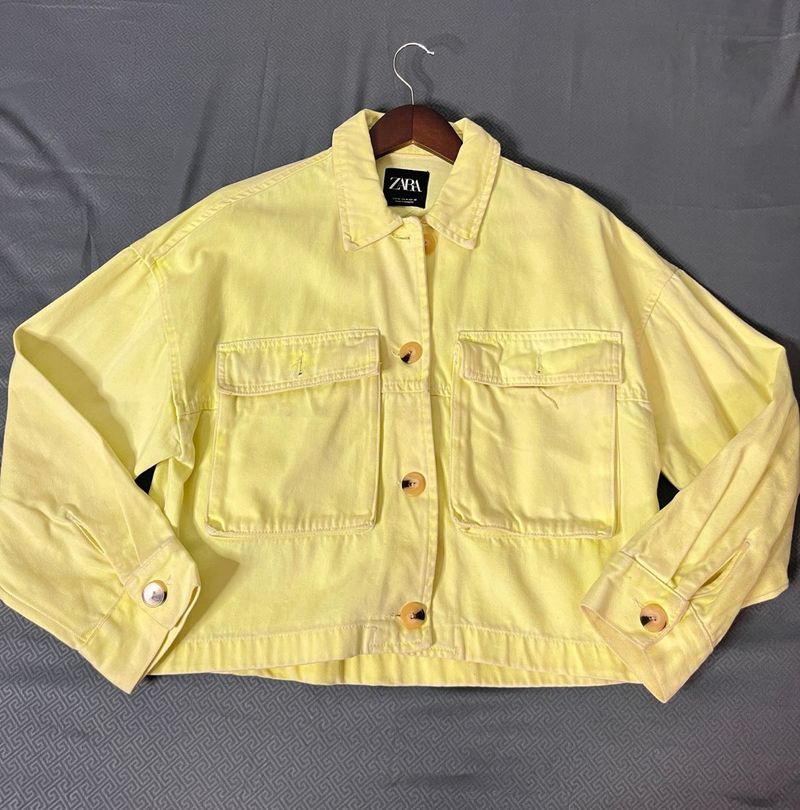 ZARA neon Green Denim Jacket