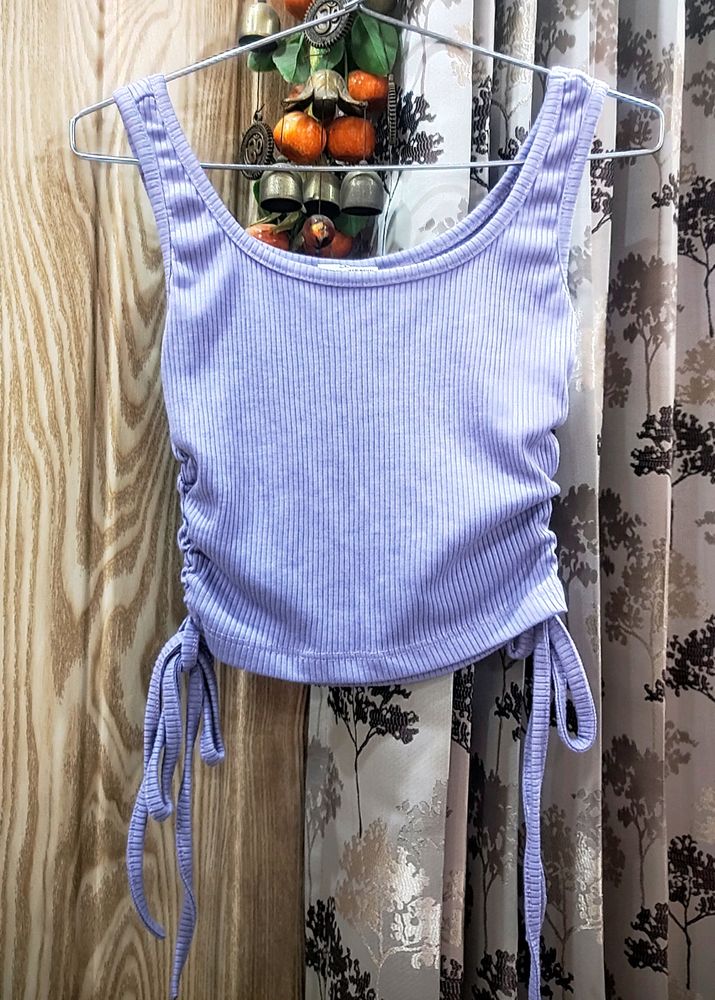 Lilac Sleeveless Stylish Casual Crop Top