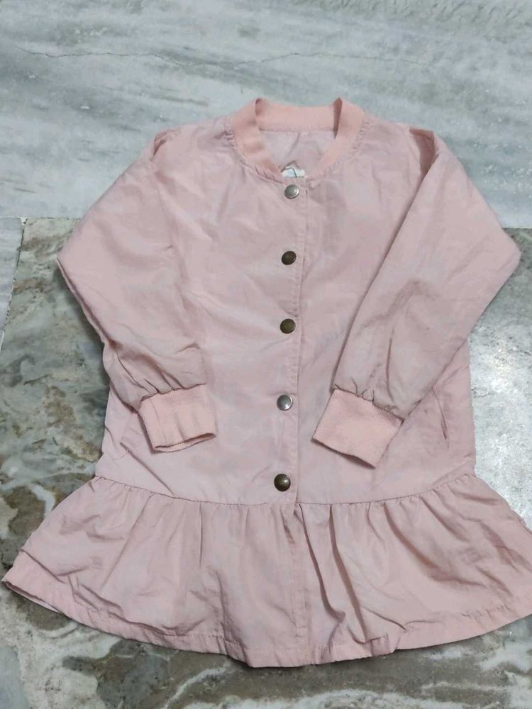 Cute Pink Ruffle Hem Jacket