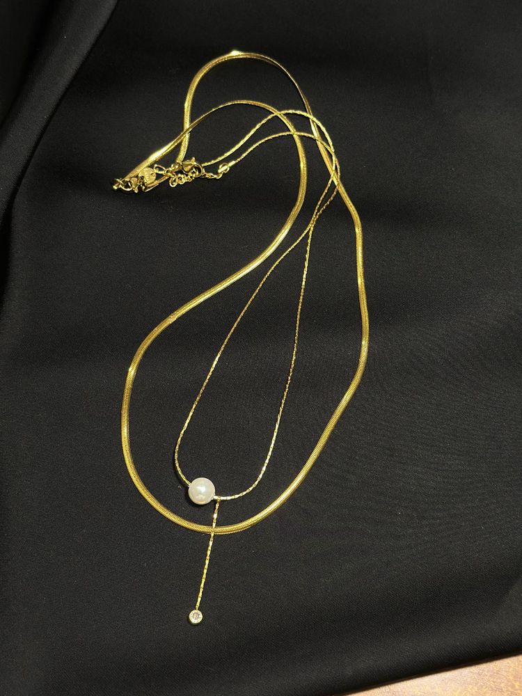 Combo 2 Anti tarnish Gold Snake+Pearl Necklace
