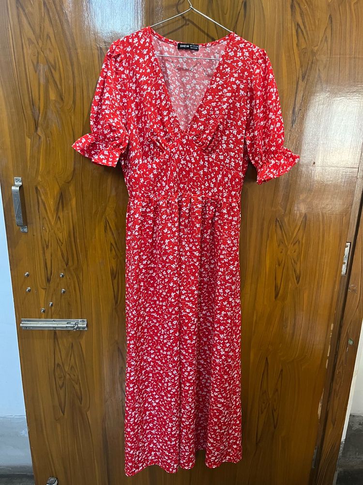 SHEIN Red Floral Maxi Dress