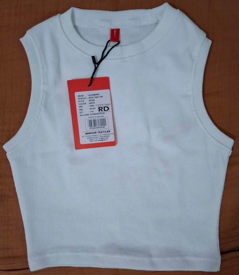 White Sleeveless Crop Tank Top