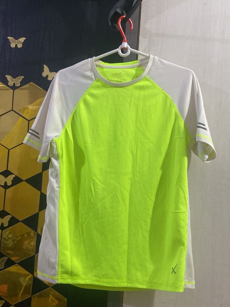 Vibrant Neon Green &amp; White Athletic Tee