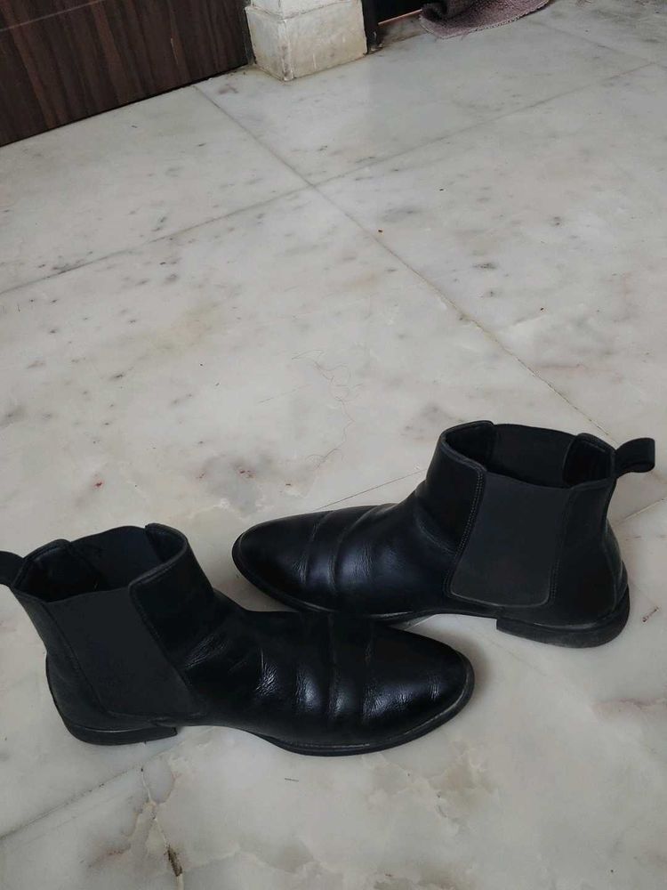 Black Leather Ankle Boots