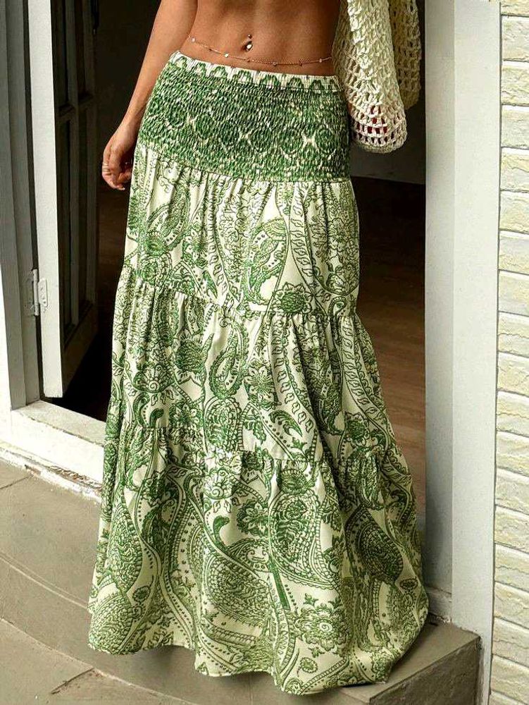 🗝️Pinterest Floral Tiered Vintage Maxi Skirt