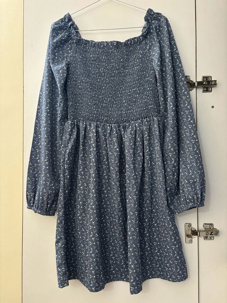 Off Shoulder Urbanic Blue Floral Dress