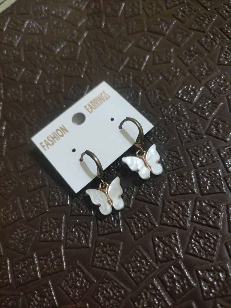 Small White Butterfly Earings