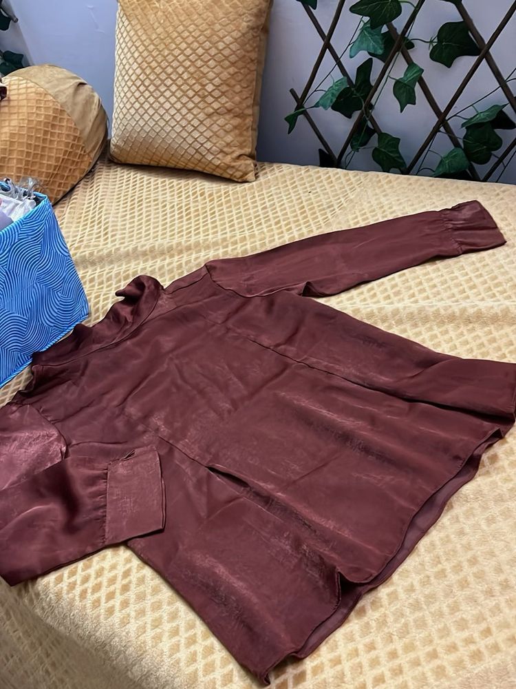 Burgundy Satin Top Never Wore !!!