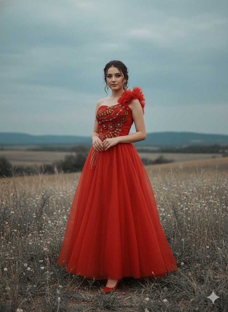 Red organza Gown