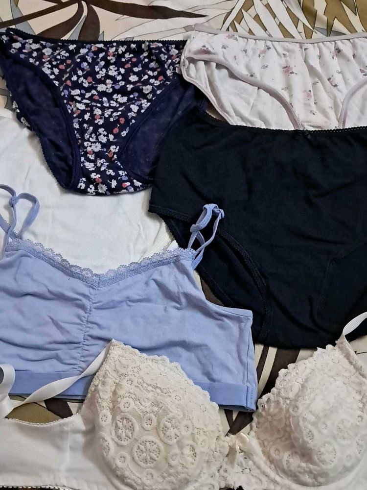 Combo  Of Six  Pure Cotton  Bra N Panty  Imported