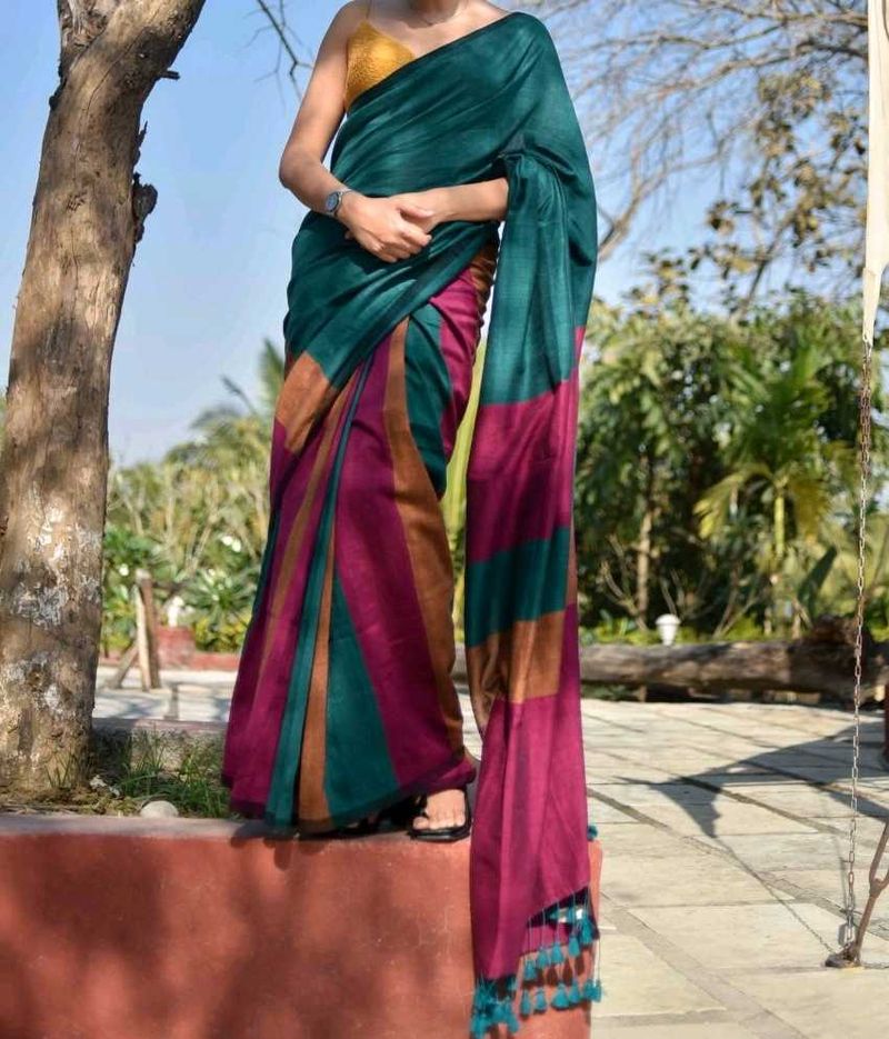 Multicolored Khadi Cotton Saree