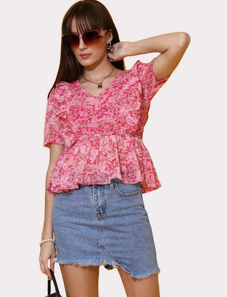 Floral Pink Peplum Top