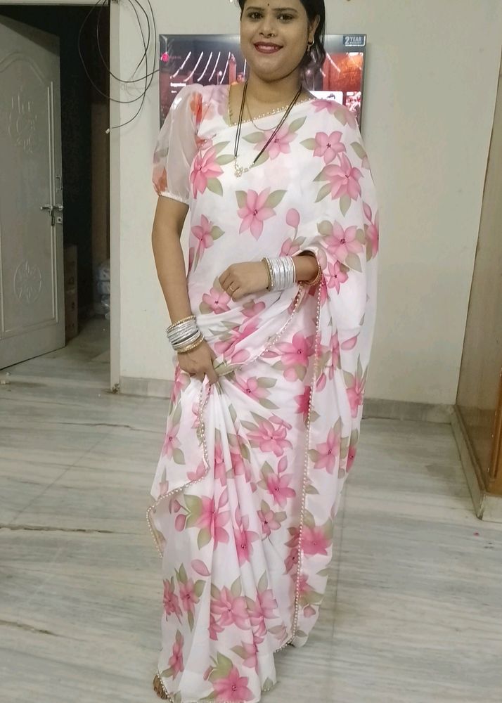 Saree With Stitch Blouse