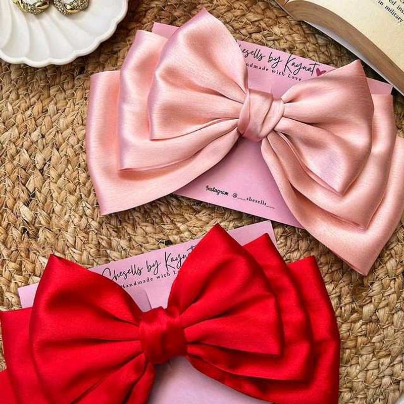 Tripple Layer Satin Bow clip