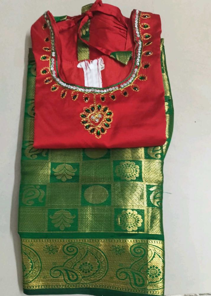 Red &amp; Green Saree