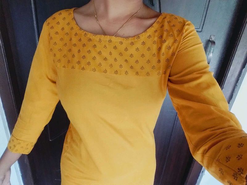 Mustard Cotton Kurti