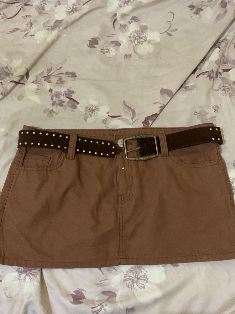 H&amp;M Brown Mini Skirt