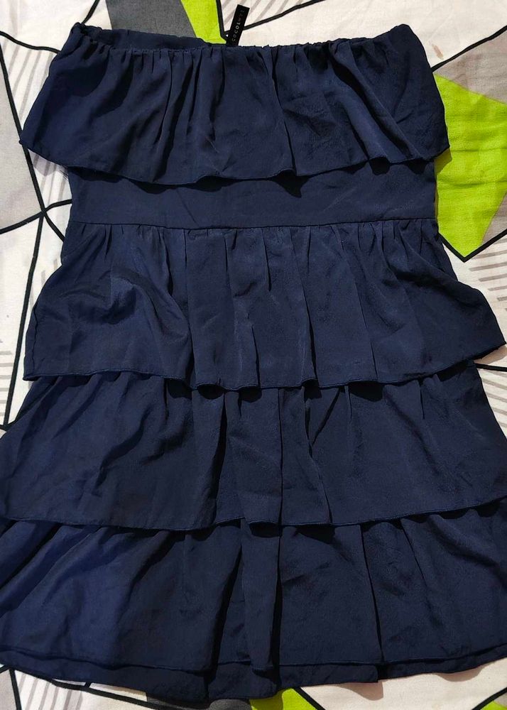 Navy Blue Ruffled Dress
