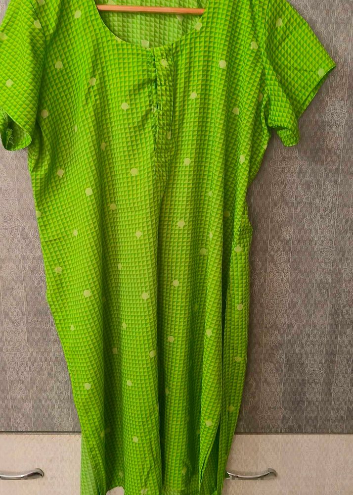 Lime Green Print Short Sleeve Dress