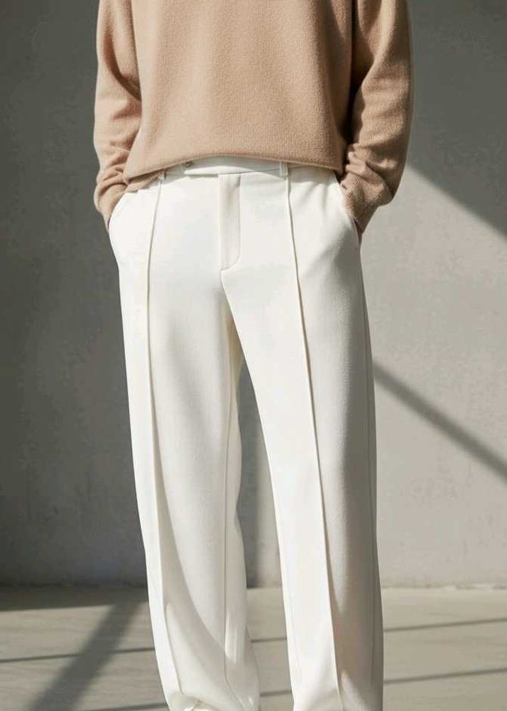 Korean Style Off-White Pleated Pant