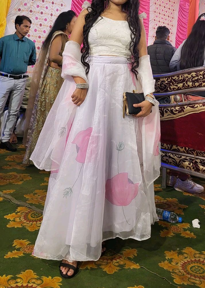 Organza Lehnga Blouse And Dupatta