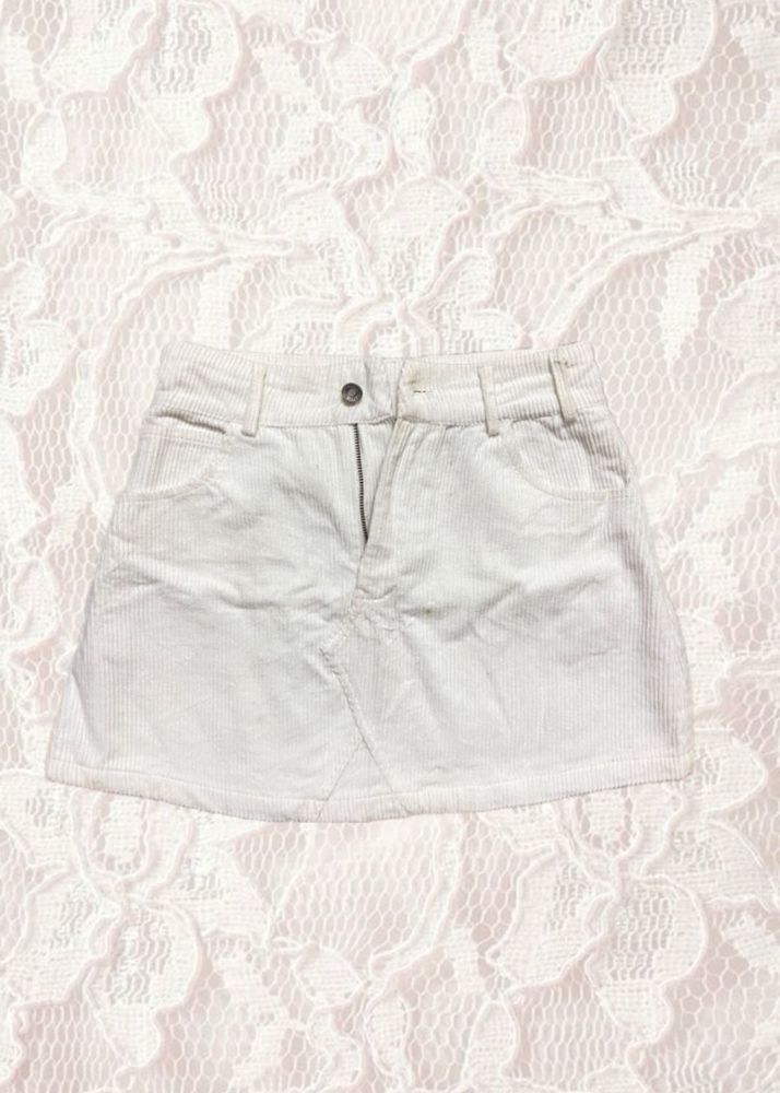 White corduroy Mini Skirt