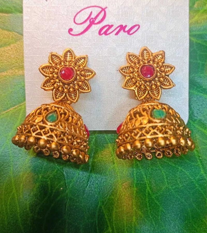Gold Jhumka Earrings