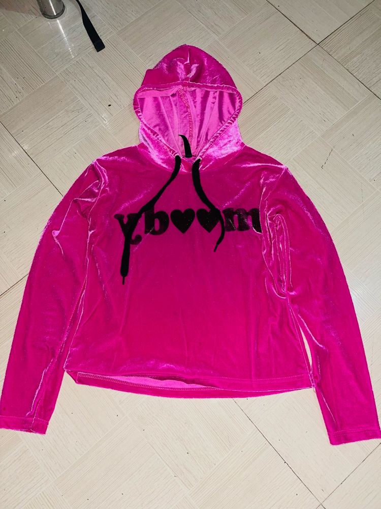 Hot Pink Velvet Y2K Hoodie