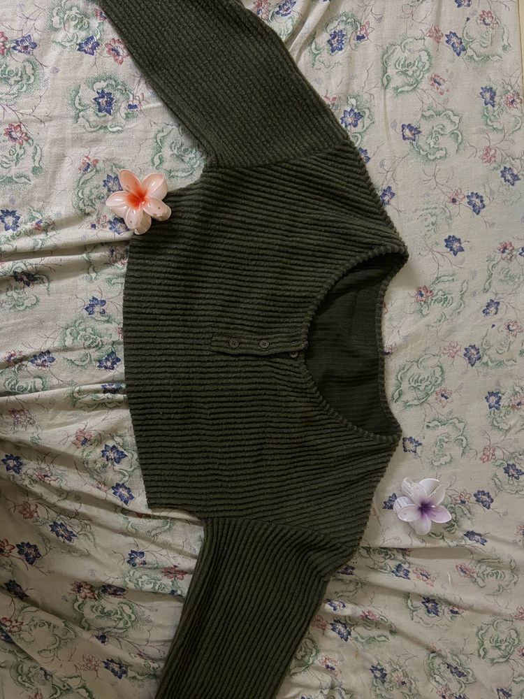 Green Cropped Sweater