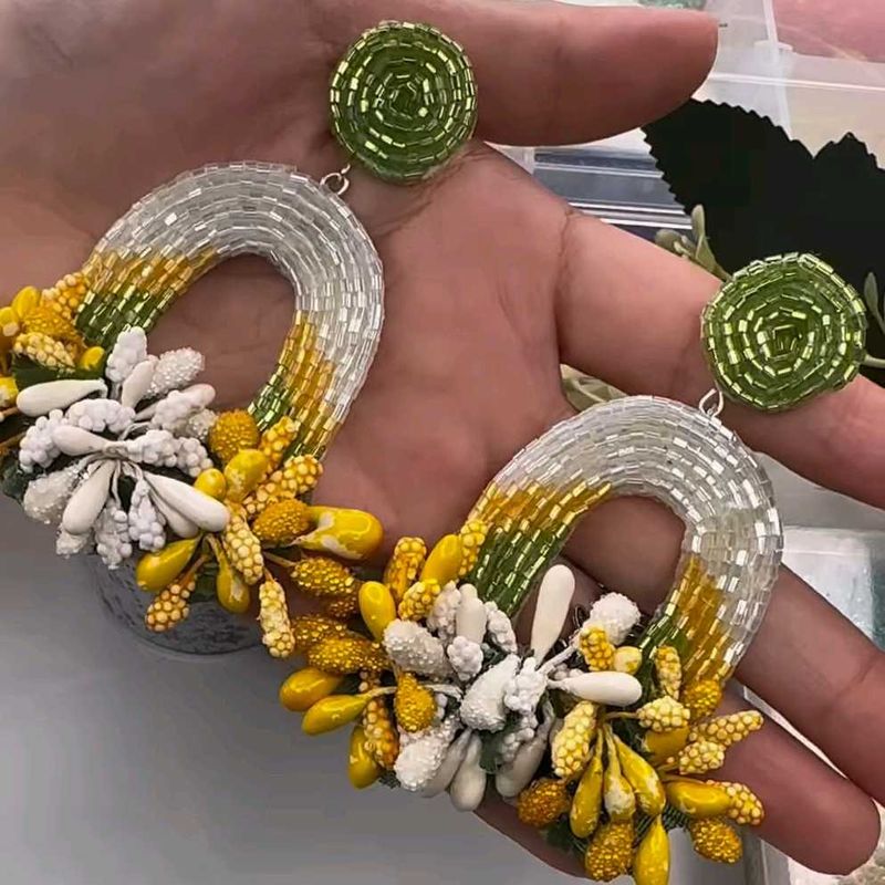 Statement Beaded Floral Earrings