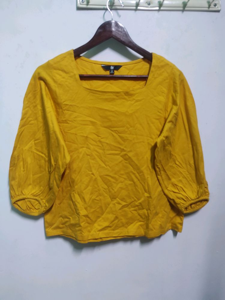 Fig Mustard Yellow Stylish Neck Top Women