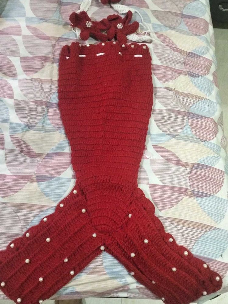 Red Crochet Mermaid Outfit