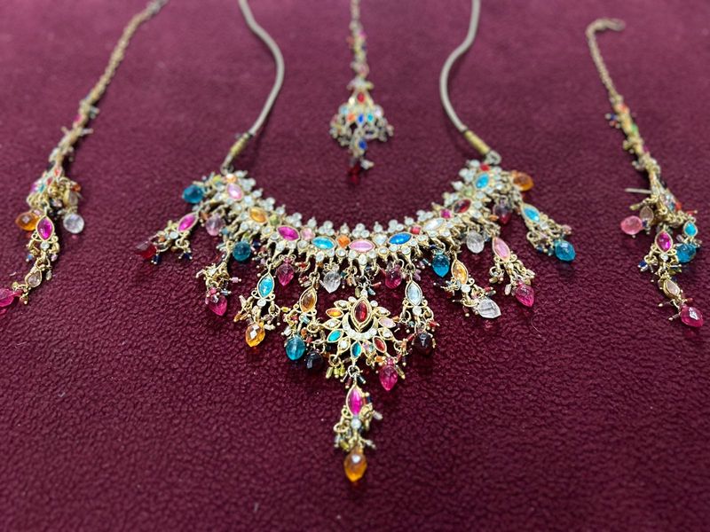 Heavy Kundan Multicolour Necklace Set