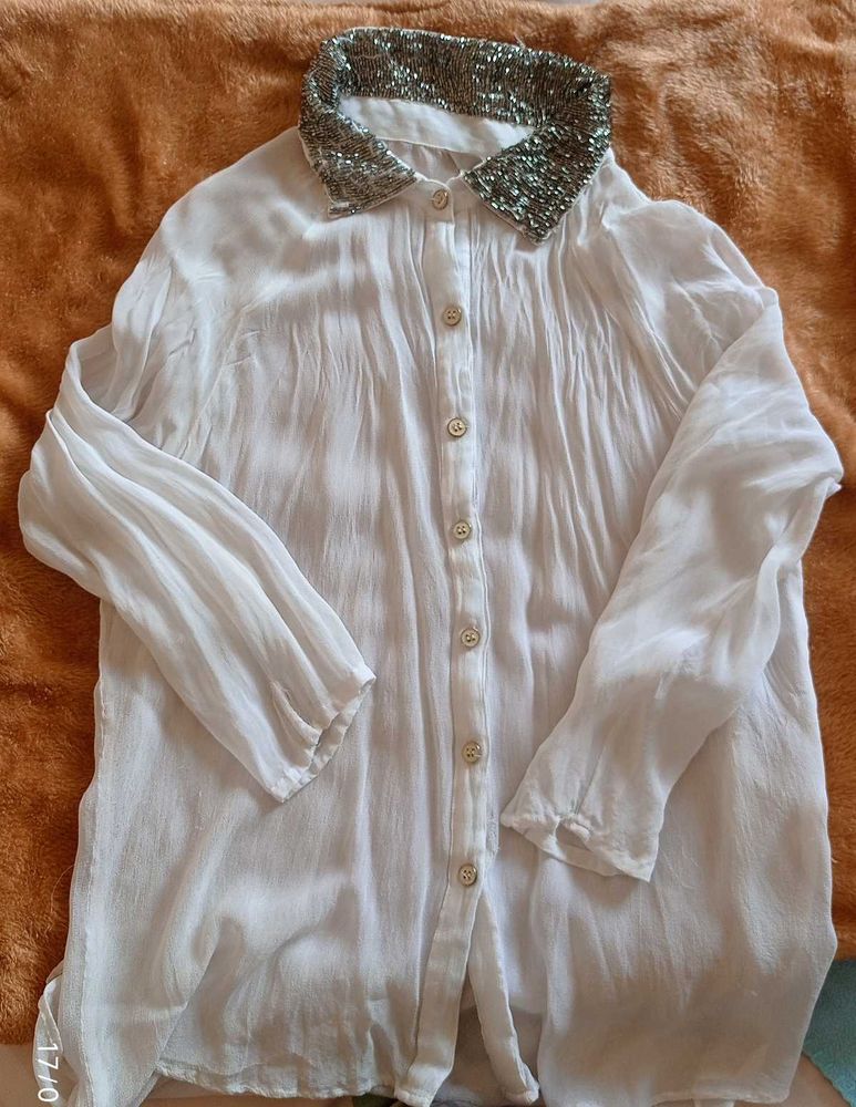 Beaded White Shirt