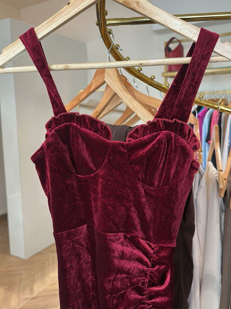 XS Burgundy Velvet Mini Dress