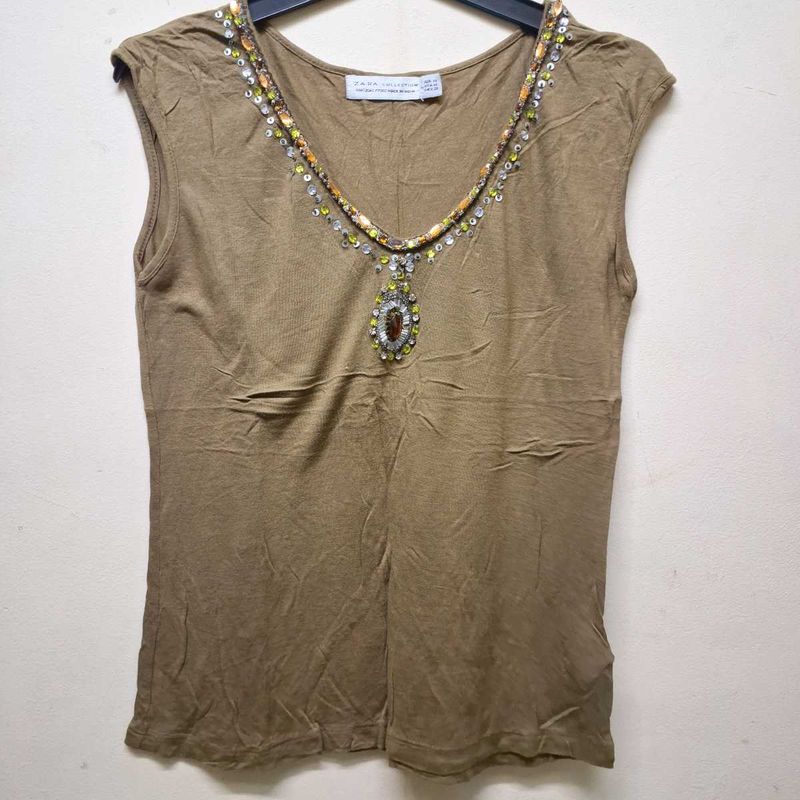 Embellished Sleeveless Top
