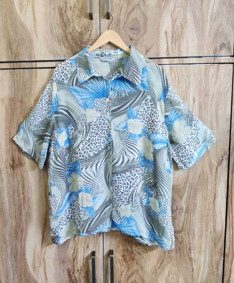 Grey Printed Shirt Size-44