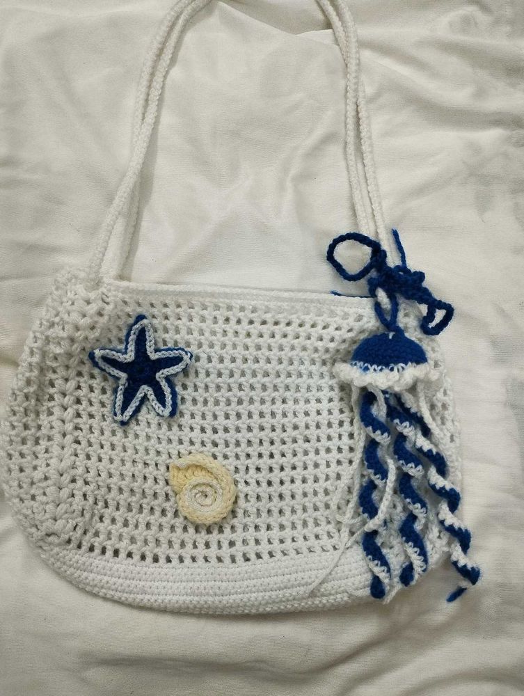!! Price Drop !! Crocheted Coastal Shoulder Bag