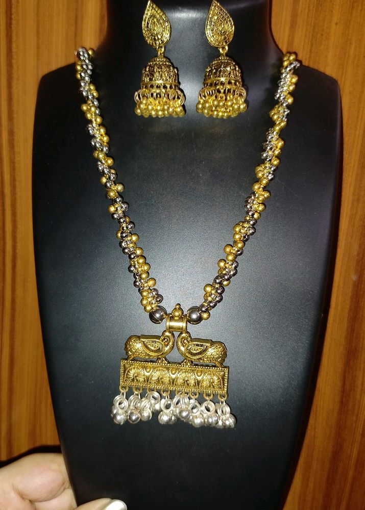 Silver And Golden Jewellery Set
