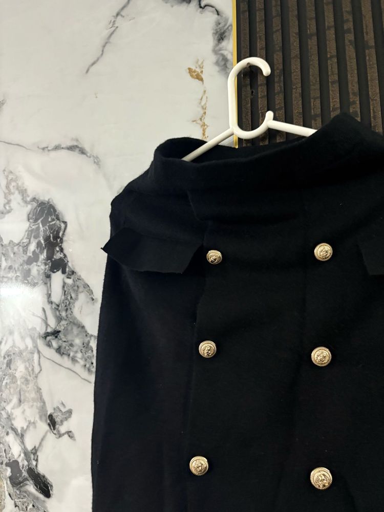 Black Skirt with Gold Buttons