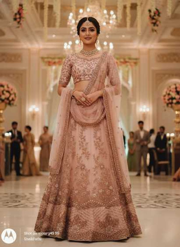 Elegant Peach Bridal Lehenga Choli shal &amp; duppata