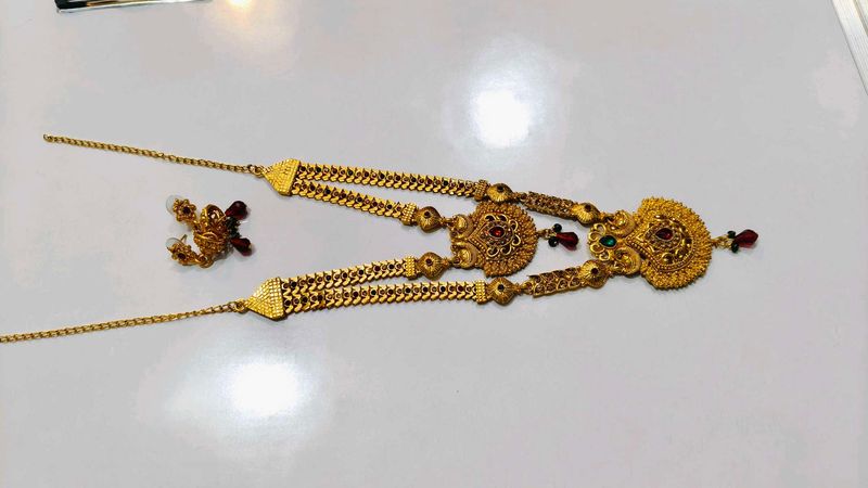 Gold Necklace and Earring Set