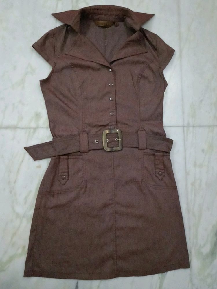 Dianyali Collection Mega Sleeve Bodycon Cherry Brown Dress