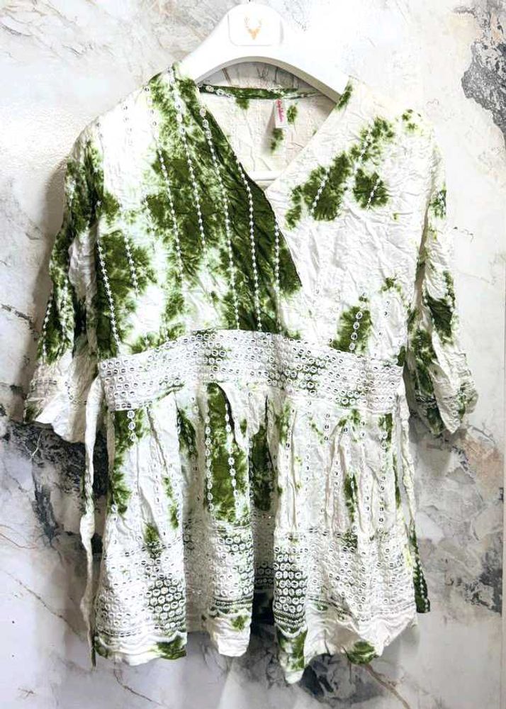 Tie-Dye Embroidered Top