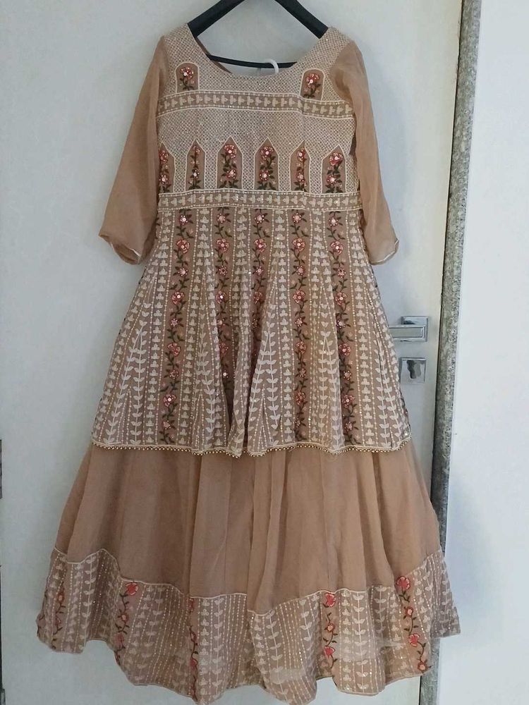 Elegant Beige Embroidered Lehenga Choli
