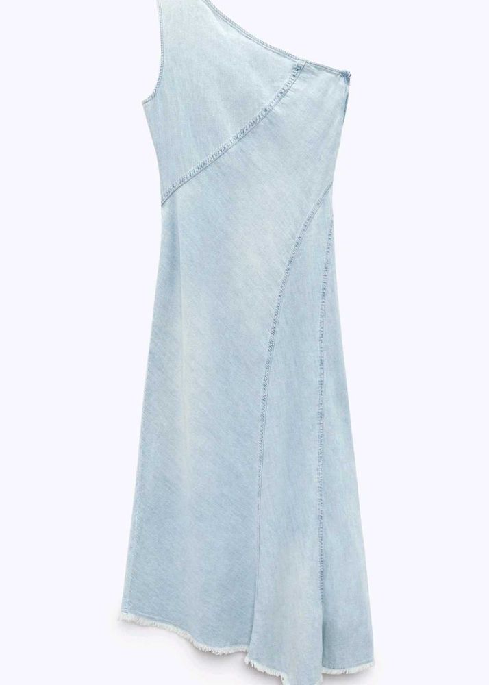 Denim One Shoulder Asymmetrical Dress