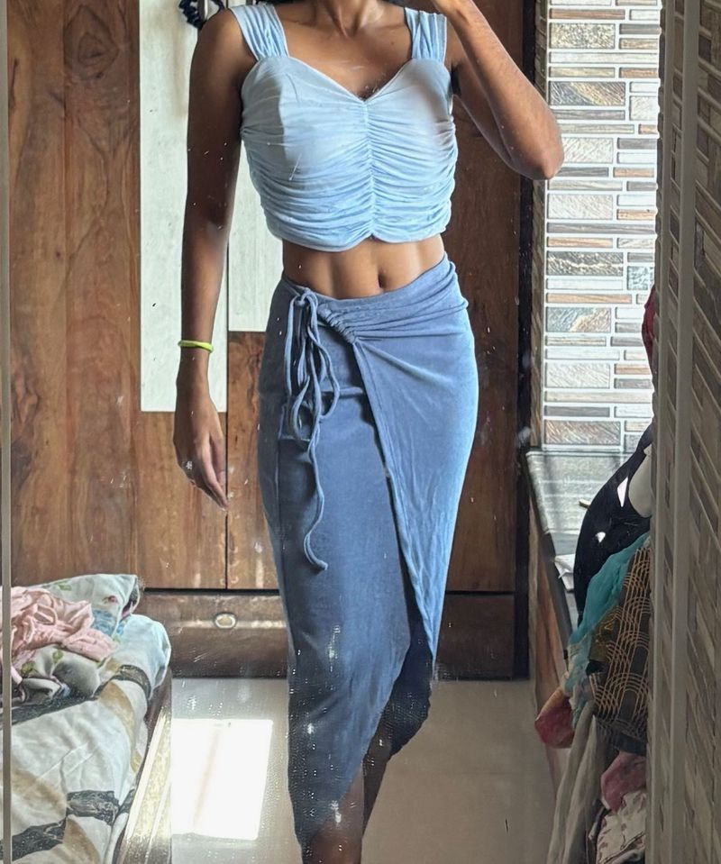 Baby Blue Ruched Crop Top