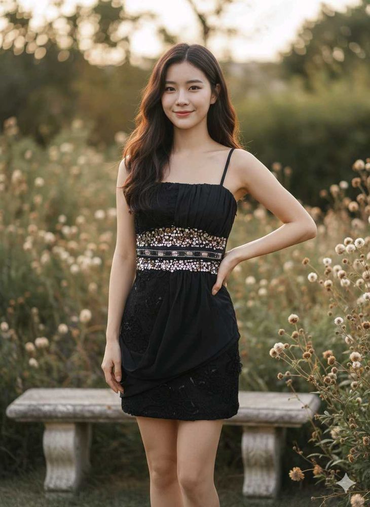 Elegant Black Dress with Sequin Detail